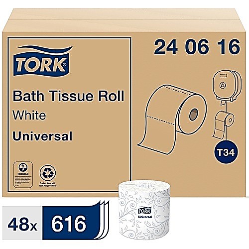 027 TORK UNIVERSAL BATH TISSUE 2 PLY ROLL / 48 CASE