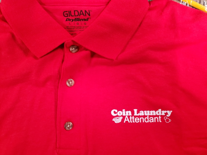 FRONT COIN LAUNDRY ATTENDANT POLO RED