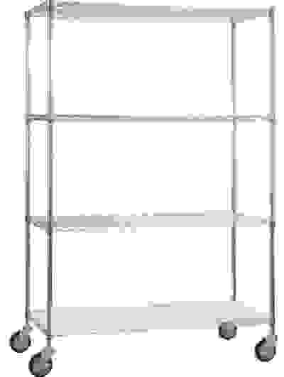 ROLLING WIRE SHELVING CART 18 X 48 X 78 WITH SOLID BOTTOM - Sudsy ...