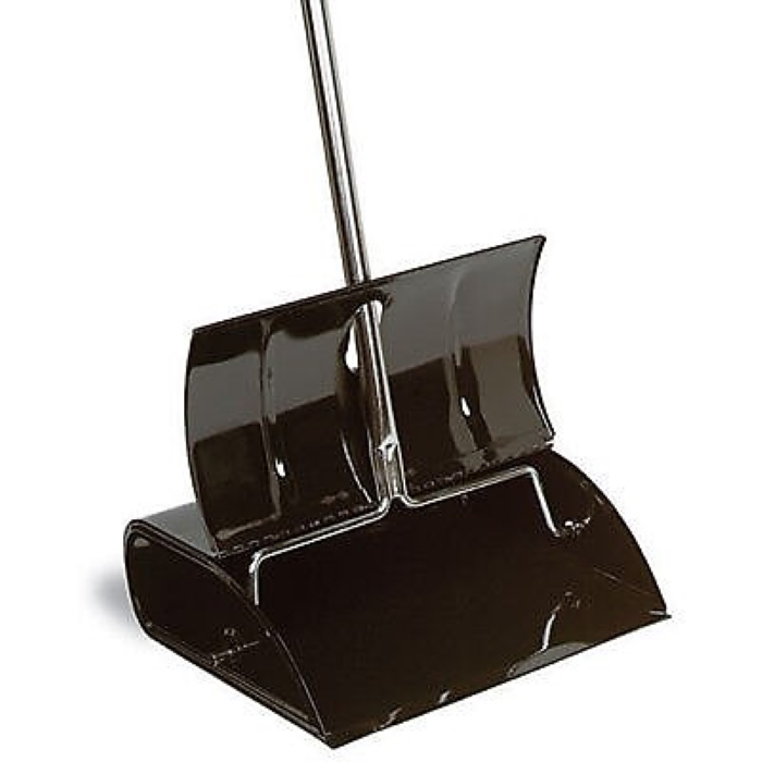 black lobby dust pan with lid