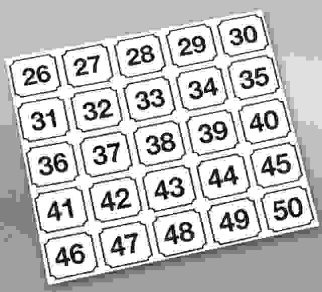 WASHER ID NUMBERS DECAL SHEET (26-50) - Sudsy Vending Supplies