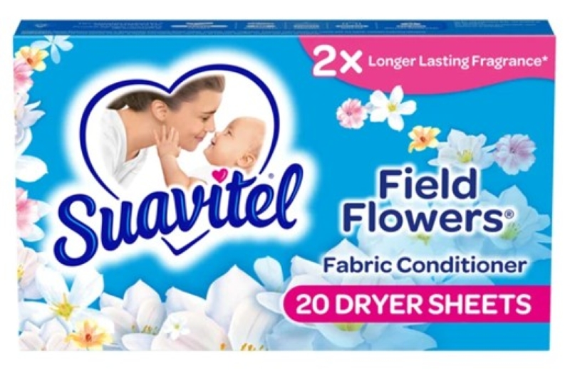 SUAVITEL FABRIC SOFTENER SHEETS FIELD FLOWERS 20 COUNT / 15 CASE