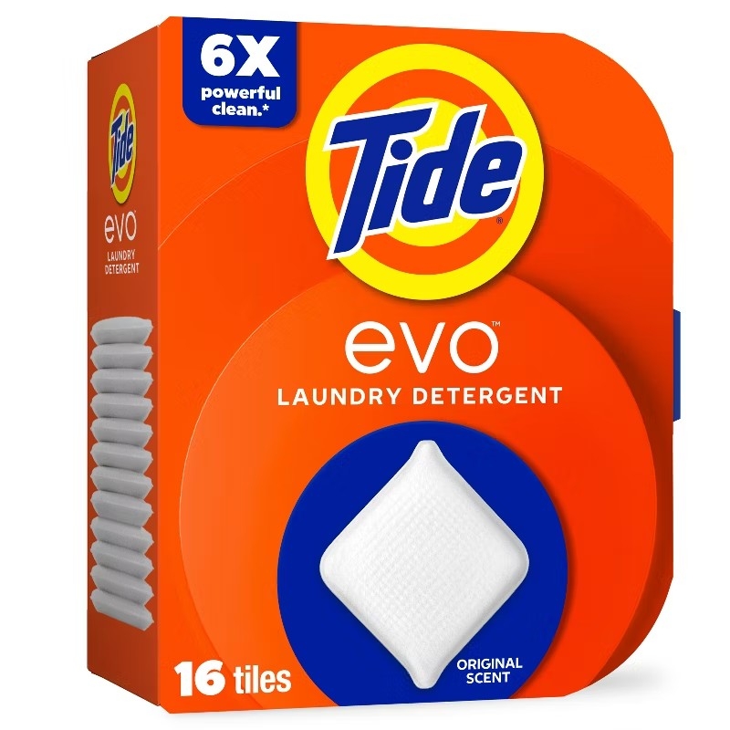 TIDE EVO LAUNDRY DETERGENT TILES, ORIGINAL SCENT 16 COUNT / 4CS